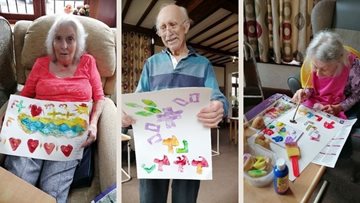 Printing with potatoes in Surrey care home